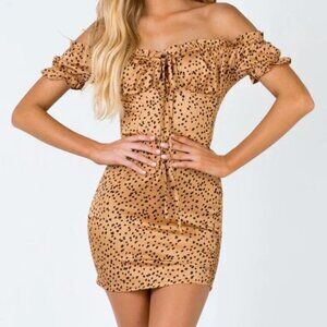 Princess Polly Sakari Leopard Polka Dot mini Dress ruffle mob wife party bodycon